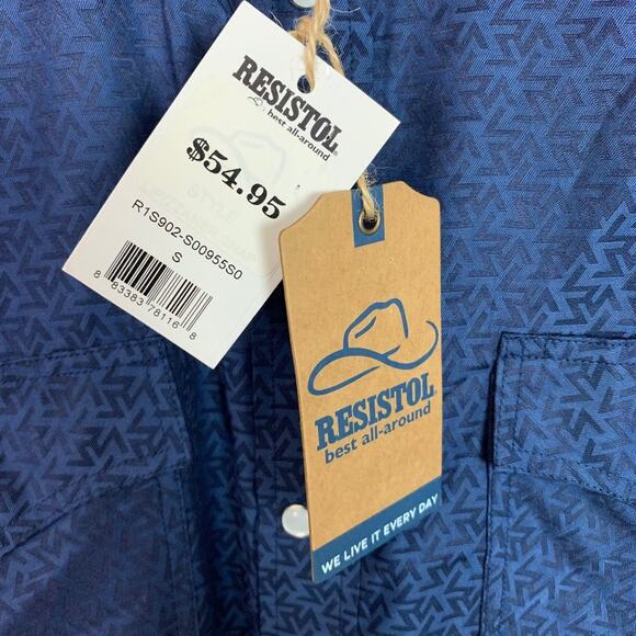 Resistol Lipizzaner Blue Aztec Western Button Up Shirt Size Small - Picture 3 of 8